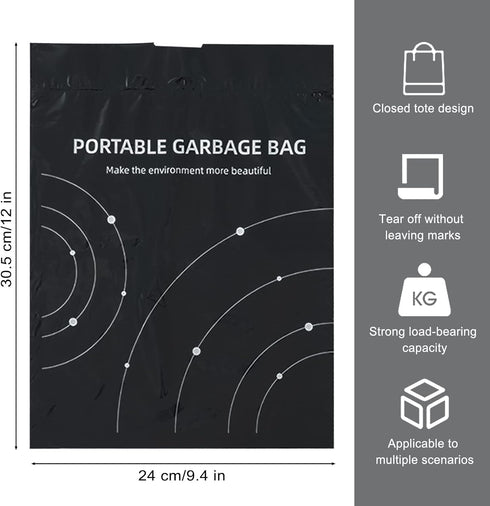 Disposable Trash Bags for Cars, 100 Pcs Vomit Bags, Portable Drawstring, Self Adhesive Cleaning Bags