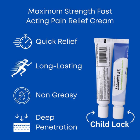 Maximum Strength Lidocaine 5% Anorectal Cream - 30 Gram Tube for Hemorrhoid Pain, Itching, Burning Relief