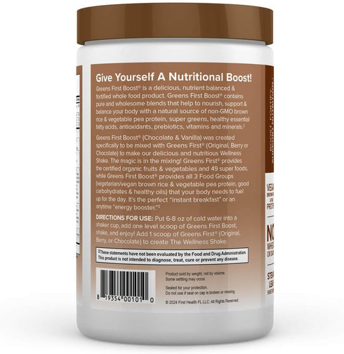 Greens First Boost - Plant-Based Protein & Balanced Nutrition, Superfood Shake Mix, Dairy-Free, Vegan