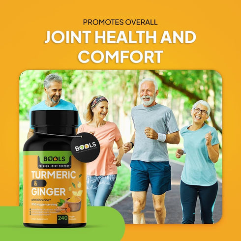 Turmeric Curcumin Supplement with BioPerine & Ginger, Turmeric Curcumin with Black Pepper 1950mg for Max Absorption Joint Support- Non-GMO Turmeric Supplement, Vegan, 240 Capsules