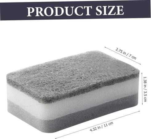 Housoutil 10pcs Sponge Scouring Pad, Kitchen Scrub Sponges for Washing Dishes, Pan Cleaner Brush