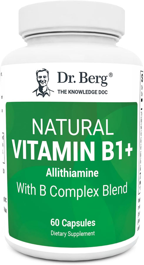 Dr. Berg Natural Vitamin B1 B6 B12 Complex - 60 Capsules with Essential B Vitamins for Men & Women