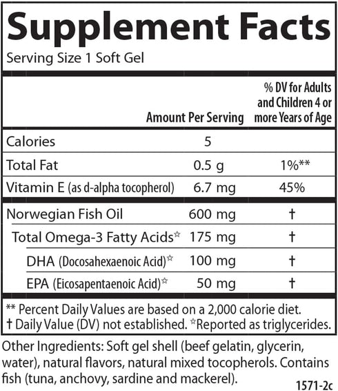 Carlson Kid's Chewable DHA, 100 mg DHA, Brain Health, 120 Chewable Softgels