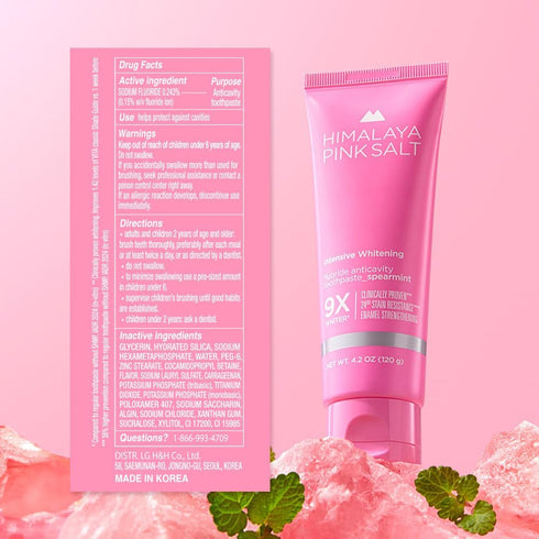 Intensive Whitening Toothpaste - 4.2oz (3 Packs) for Adults with Fluoride, Anti-Cavity & Enamel Repair, Pink Spearmint
