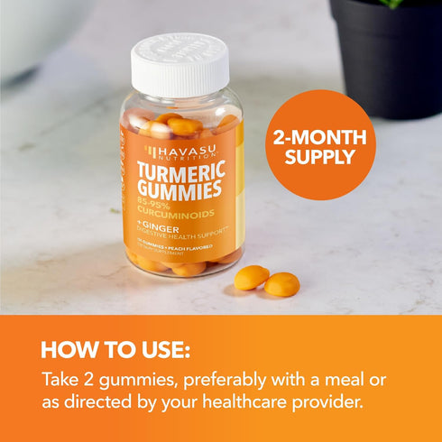 Gummies Immune 120 Count 2 Turmeric with Ginger Root Extract - Digestive Health and Support Supplement for Overall