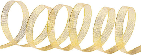 Molshine 50yard (2rolls) Gold Organza Ribbons - Shimmer Sheer Thin Glitter Ribbon for DIY and Christmas Decoration