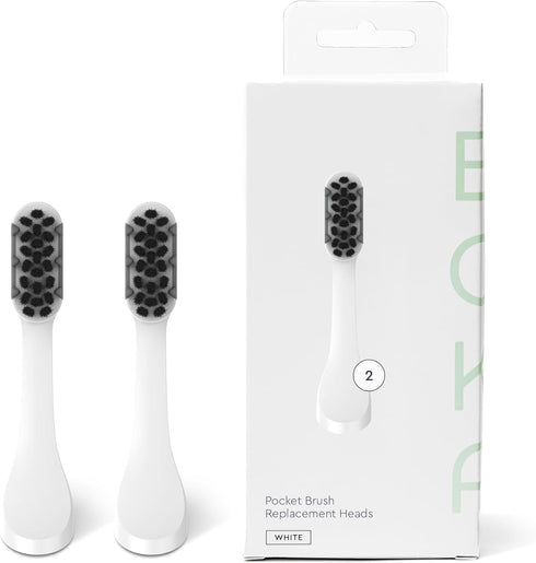 Boka Pocket Replacement Toothbrush Heads for Sonic Powered Electric Travel Toothbrush, 2 Heads