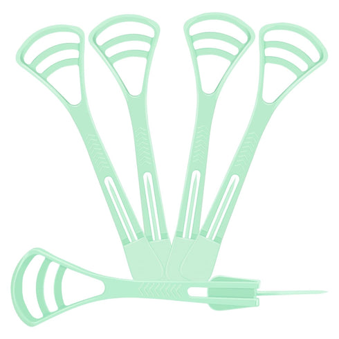 100 Counts Disposable Tongue Scraper with Dental Picks, BPA Free Plastic Tongue Cleaner Scrapers for Fresh Breath