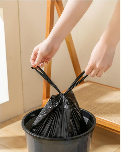 100 Counts 4 Gallon Bathroom Trash Bags, 5 Rolls Small Handles for Office Wastebasket Black