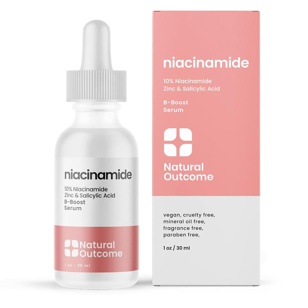 Natural Outcome Niacinamide Serum for Face - B-Boost with 10% Niacinamide, 2% Zinc, Salicylic Acid & Hyaluronic Acid