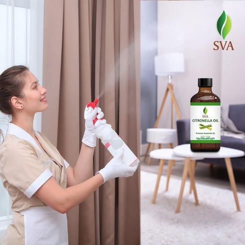 SVA Citronella Essential Oil 4oz (118ml) Premium Oil with Dropper for Aromatherapy, Diffuser, Hair Care & Skin Care