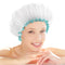 mikimini White Shower Caps for Women - 2 Pack, Large Size, Reusable, Waterproof Washable Hair Caps for Long Hair