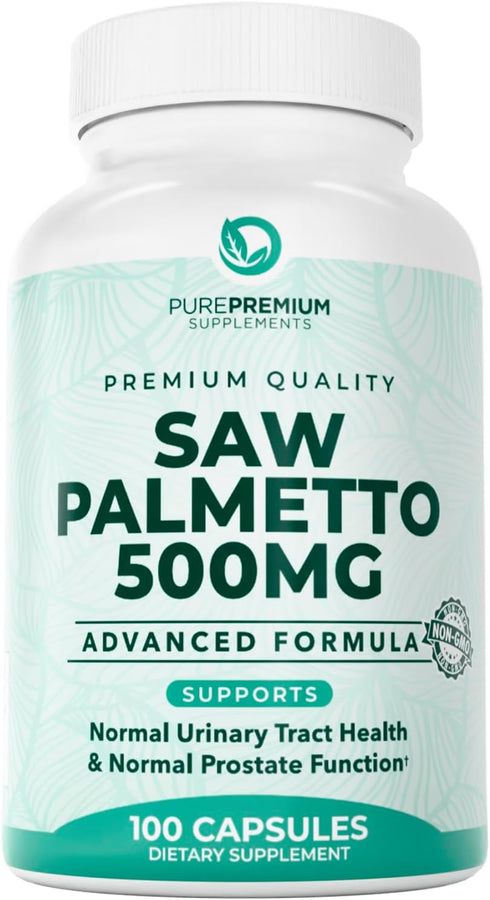 PurePremium Saw Palmetto 500 mg for Men/Women – Maximum Strength Extract, 100 Tablets