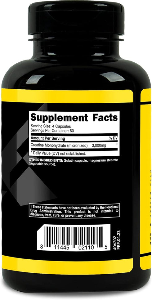 Primaforce Creatine Monohydrate Capsules - 240 Capsules, 3,000mg per Serving, Gluten Free
