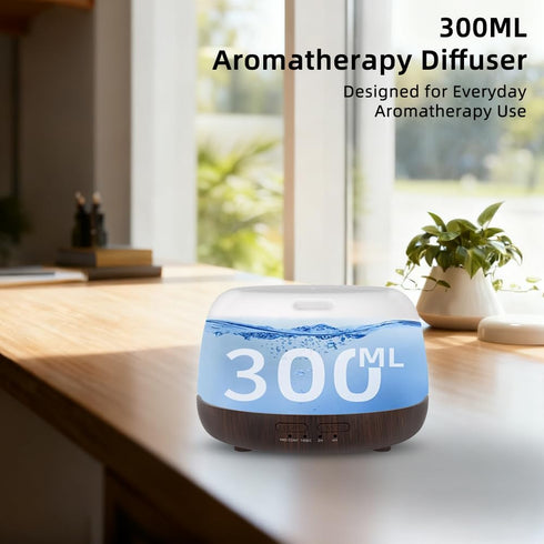 KIMWUVI 300ML Diffuser,7 Essential Oil Diffuser with Remote Control,Quiet Ultrasonic Cool Mist Color LED