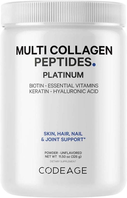 Codeage Multi Collagen for Women & Men, Biotin 10000mcg, Protein Powder with Vitamin C, D3, 11.5oz