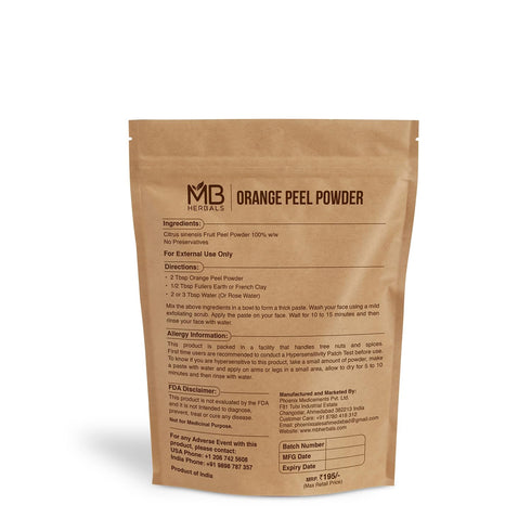 MB Herbals Pure Orange Peel Powder, 100 Grams, 100% Pure & Natural, No Preservatives, For Face Packs