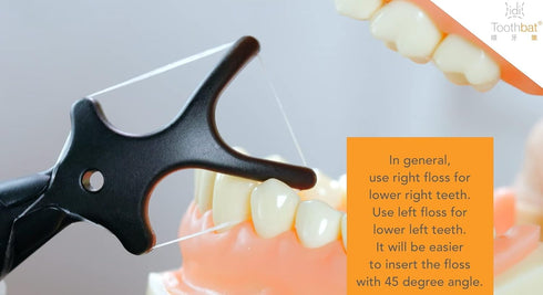 Toothbat Kids Flosser, Easy-Reach Floss Handle with 3 Cleaning Heads for Effective Oral Care