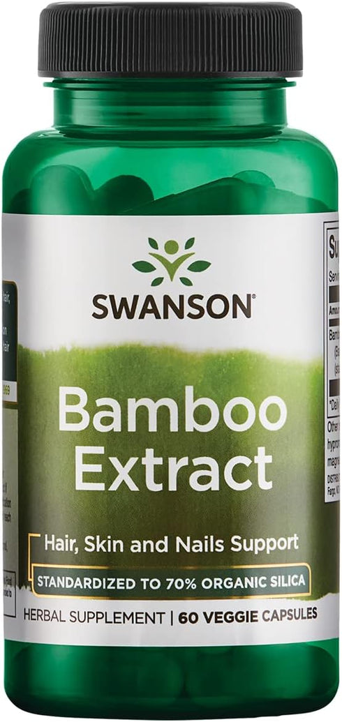Swanson Bamboo Extract, 300 mg, 60 Veggie Capsules, Silica Supplement for Hair and Nails