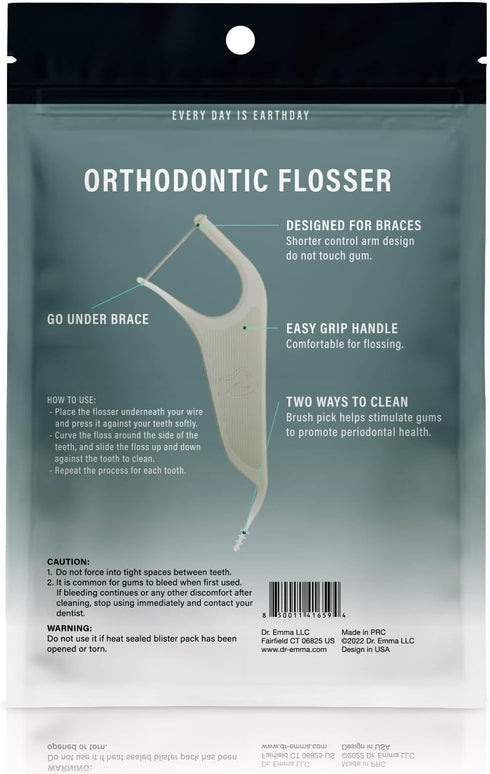 Orthodontic Flossers for Braces, Mint Flavor, 60 Count/Bag, Gray, 1 Pack