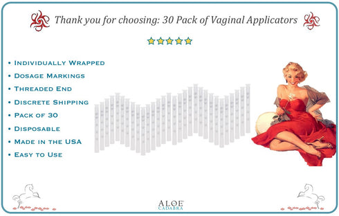 Aloe Cadabra Extra Disposable Vaginal Applicators, Individually Wrapped with Dosage Markings, 30 Pack