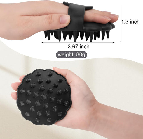 Scalp Massager Hair Growth, Silicone Bristles Scrubber for Wet Dry Hair Care, Head Massager for Women Men, Black