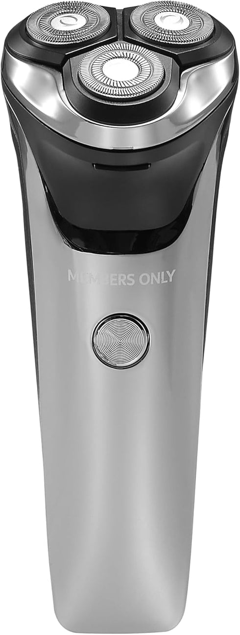 MEMBERS ONLY Electric Razor for Men, Lithium Metallic Cordless 3 Heads Rotary Shaver, Precision Trimming, Close Shave with Built-in Pop-up Trimmer, IPX6 Waterproof, USB Rechargeable Battery
