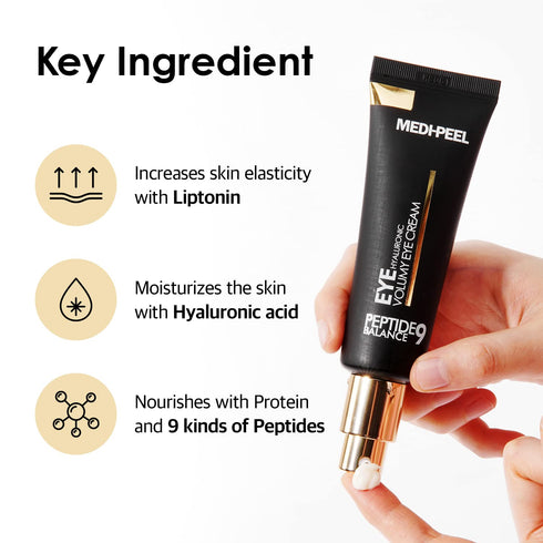 Medi-Peel Peptide9 Hyaluronic Volumy Eye Cream - Anti-Aging, Brightening, Reduces Dark Circles