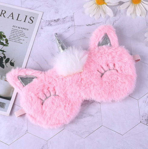 2 Pack Cute Animal Sleep Mask for Girls, Soft Plush Unicorn Blindfold Eye Cover for Travel & Sleeping