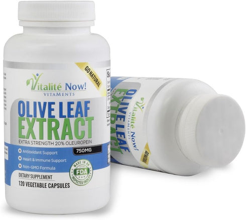 Super Strength Olive Leaf Extract - 20% Oleuropein Immune Support Supplement, 750mg Capsules, 120 Count