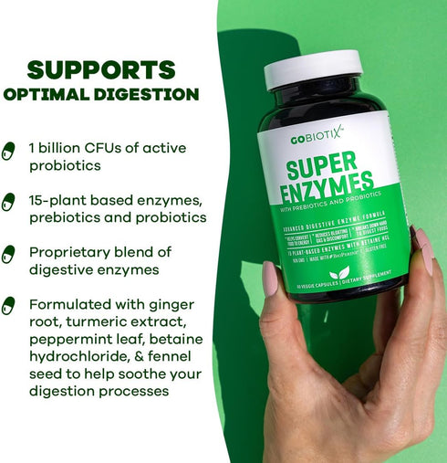 Super Enzymes Supplement - Digestive Enzymes with Prebiotics and Probiotics for Gut Health, 120 Capsules for Women and