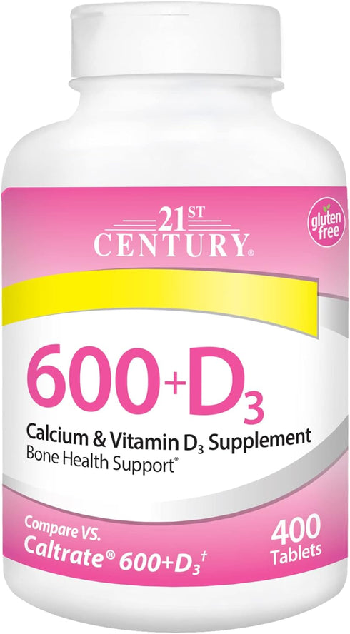 21st Century Calcium Plus D Supplement Tablet, 400 Count, 600 mg