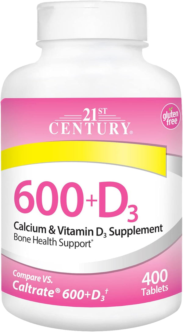 21st Century Calcium Plus D Supplement Tablet, 400 Count, 600 mg