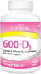 21st Century Calcium Plus D Supplement Tablet, 400 Count, 600 mg
