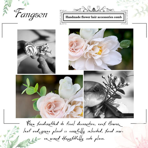 Silver Wedding Rose Flower Hair Comb Bridal Floral Headpiece for Brides and Bridesmaids - Christmas Hair Accessories