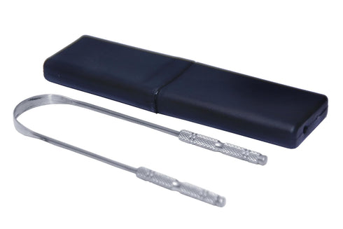 Twin Pack TONGUE SCRAPER for Adults, Easy Carry Case, Oral Care & Hygiene Tongue Cleaner