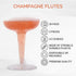 Oasis Creations Plastic Champagne Glasses Set, 50 Count, 4 Ounce Stem Cups for Birthday Party, Wedding Reception and