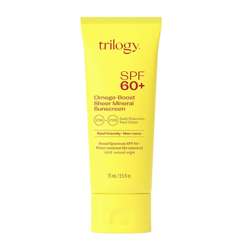 Trilogy SPF 60+ Omega-Boost Sunscreen - Natural Broad Spectrum Protection for Daily Use, 2.5 fl oz