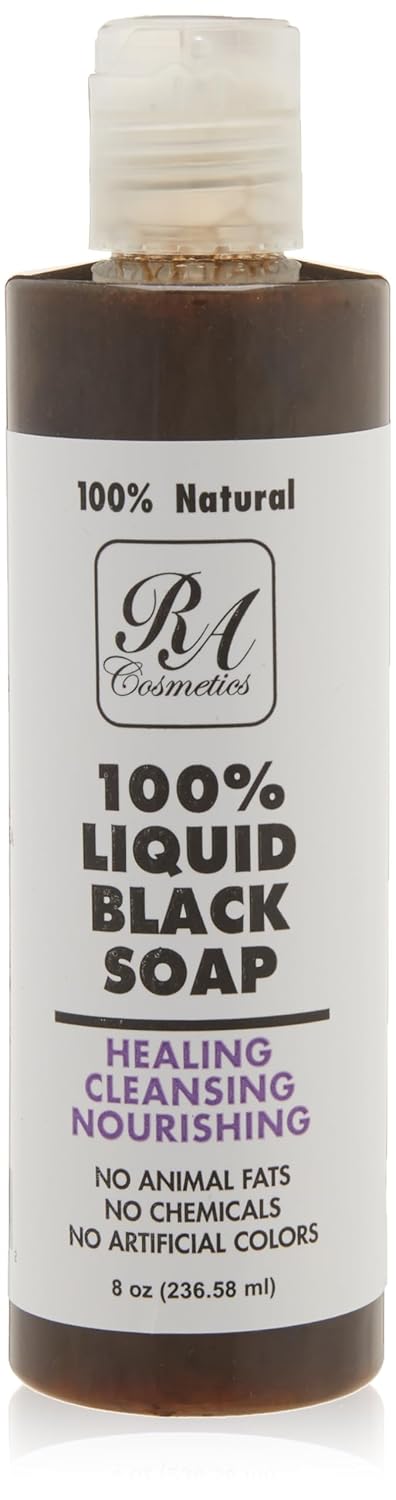 RA COSMETICS 100% African Liquid Natural Black Soap, 8 oz