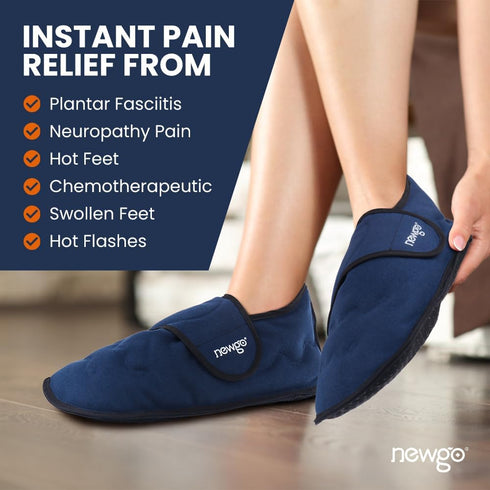 NEWGO Foot Ice Pack Slippers, 2 Pack Reusable Gel Cold Pack Slippers for Plantar Fasciitis, Achilles Tendonitis Relief