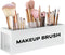 Suli Large White Makeup Brush Holder Organizer, Wooden Cosmetic Brushes Storage with 3 Slots