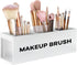 Suli Large White Makeup Brush Holder Organizer, Wooden Cosmetic Brushes Storage with 3 Slots