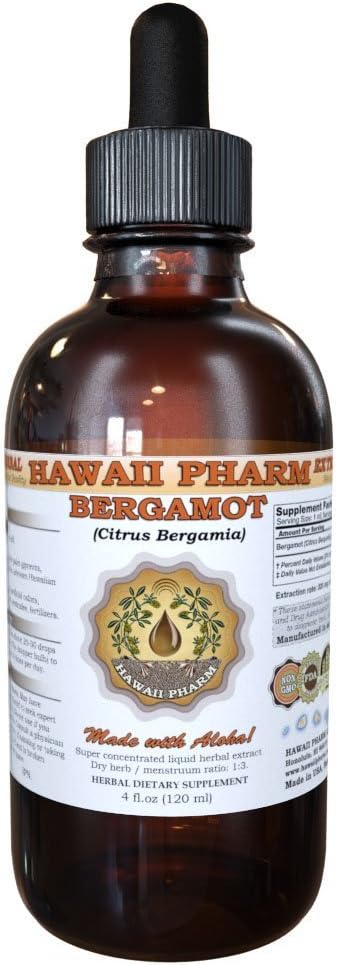 Hawaii Pharm Bergamot Liquid Extract, Bergamot (Citrus Bergamia) Dried Fruit Peel Powder Tincture Supplement