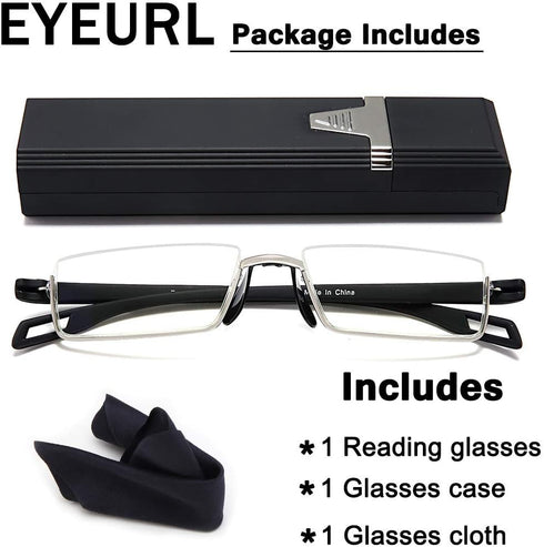 EYEURL Reading Glasses, Half-Frame Computer Readers for Men and Women, +1.75 Anti-blue Lightweight