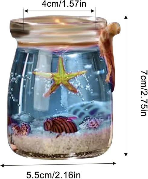 Tanxier 2024 New Oceans Theme Gel Candle,Scented Gel Candle Wax with Real Sand,Starfish and Conch,Oceans Theme Beach