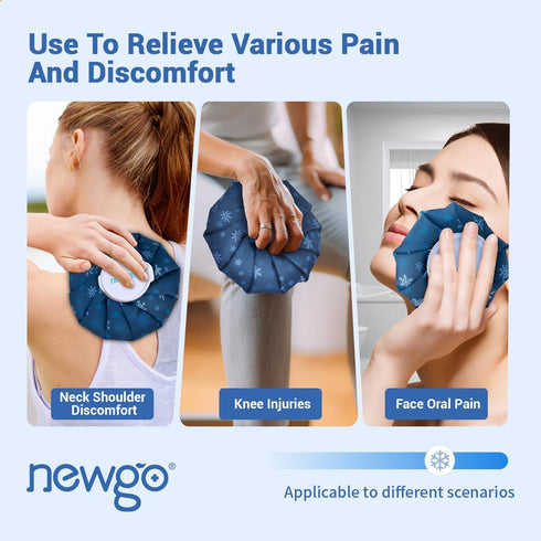 NEWGO Ice Pack, Small Reusable Ice Bag for Injury, Fillable Hot Water Bag for Pain Relief, Swelling, Bruises, Sprains