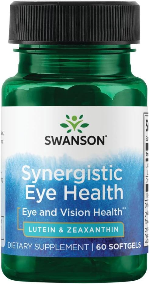 Synergistic Eye Health Supplement 60 Softgels by Swanson - Lutein 20 mg & Zeaxanthin 2 mg for Vision Support