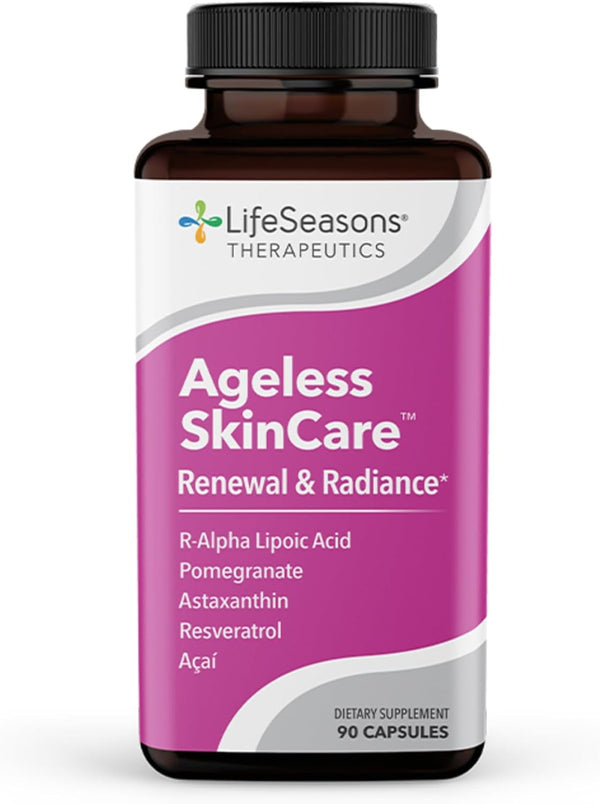 LifeSeasons Ageless Skincare Anti-Aging Supplement, Antioxidant Support with Acai Berry & Pomegranate Extract (90