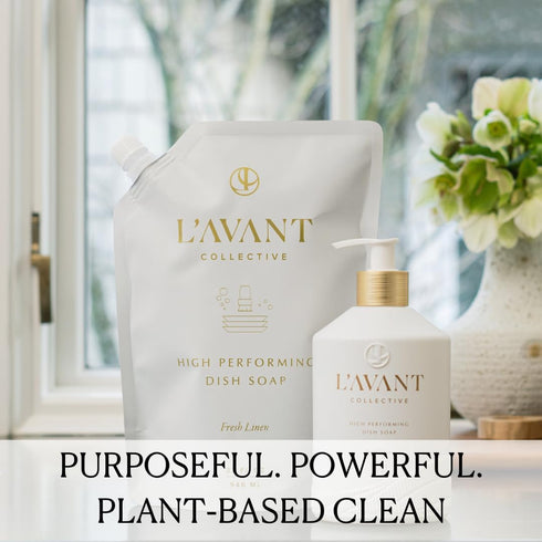 L'AVANT Collective High Performing Dish Soap Refill, Plant-Based Ingredients, Fresh Linen Scent, 32 FL oz