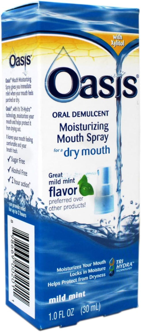 Oasis 1 OZ 2 Pack Moisturizing Mouth Spray for a Dry Mouth, Mild Mint Flavor, FL